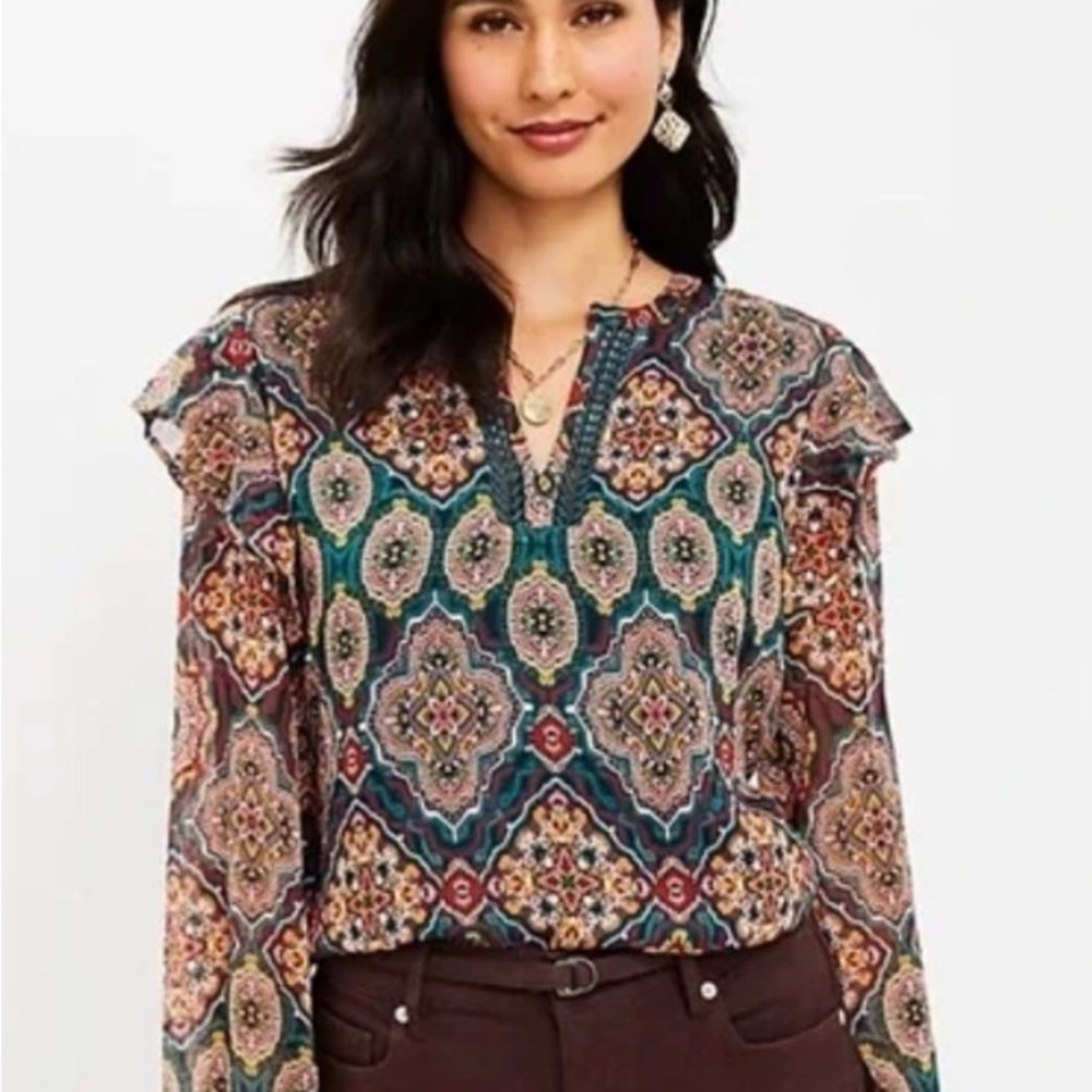 LOFT Multicolor Patterned Blouse - Picture 5 of 6